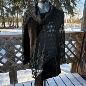 Chic Black Women's Poncho Sweater